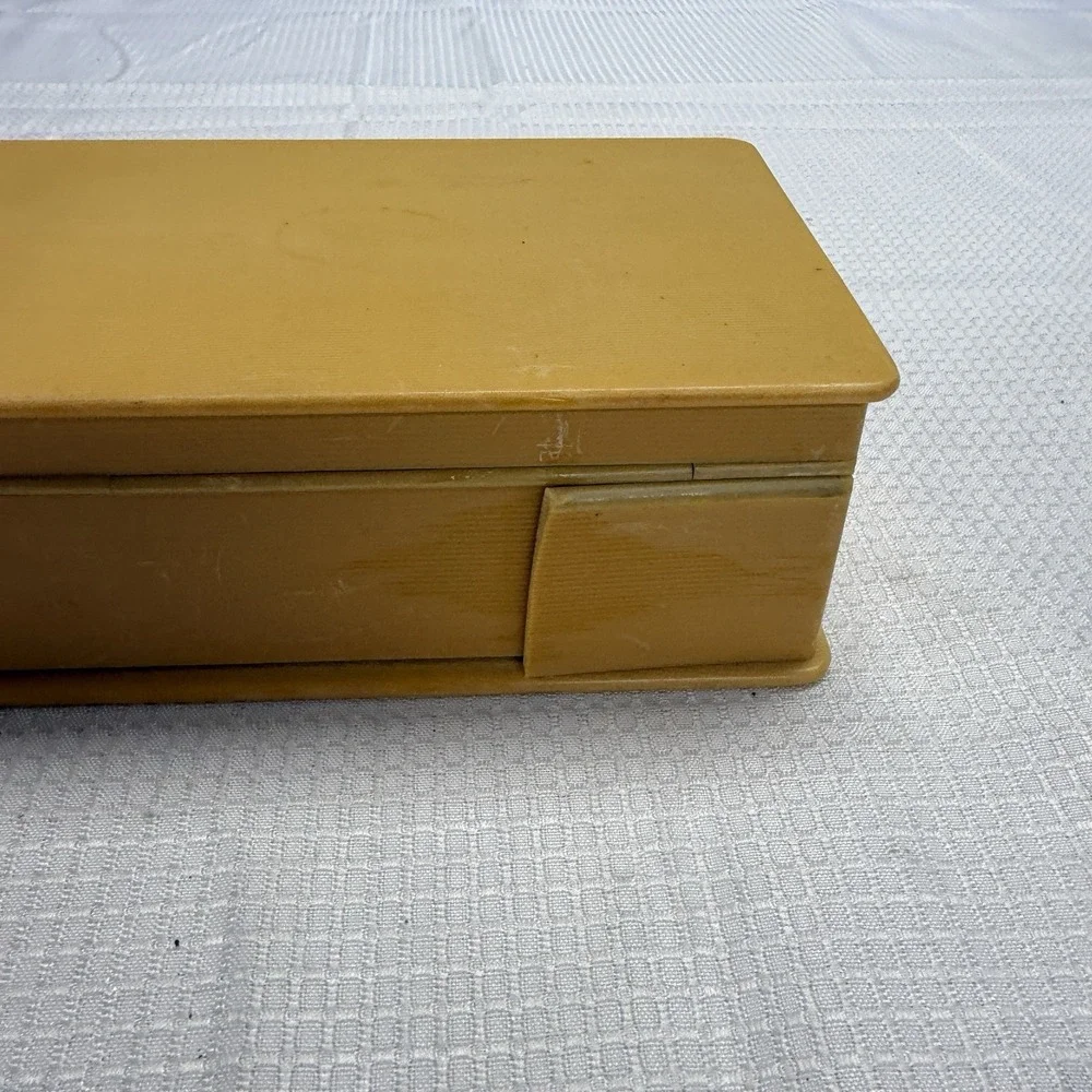 Vintage French Ivory Celluloid Vanity Set Brush Pick Toothbrush Box Set Bathroom
